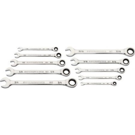 APEX TOOL GROUP Gearwrench® 90 Tooth & 12 Point SAE Combination Ratcheting Wrench, Set of 10 86958